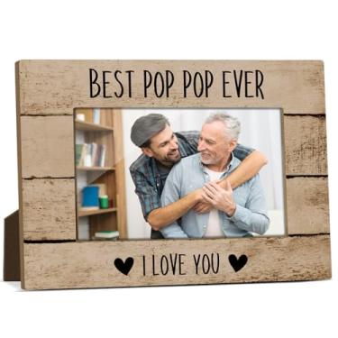 Imagem de HUQIL Moldura de vovô, Best Pop Pop Ever Avô, presente de aniversário, moldura de madeira, presente de papai, decoração de fotos para mesa, molduras modernas, exclusivas para avô, 10 x 15 cm - FS5947