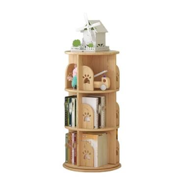 Imagem de AKALNNB Torre de estante giratória de 360°, prateleira de livros de exibição no chão, suporte de CD de madeira de 2 a 6 camadas para espaço pequeno, fácil de montar para quarto e sala de estudo