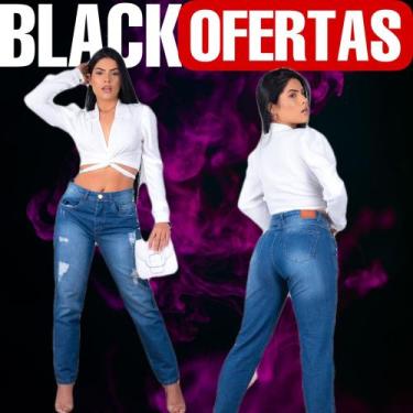 Imagem de Calça Mom Larga Feminina Super Estilosa Cintura Alta Jeans - Wild, 36