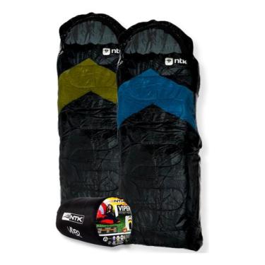 Imagem de Saco De Dormir Viper Nautika 5 A 12oc Capuz Impermeavel, Preto e Azul