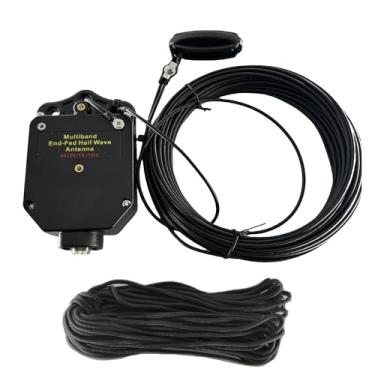 Imagem de GOOZEEZOO Antena de meia onda JYR4010-150W para rádio amador, antena de rádio de ondas curtas de 150 W, antena de fio longo de 4 bandas, 10 m, 15 m, 20 m, 40 m, balun 1:64 sem ajuste (preto)