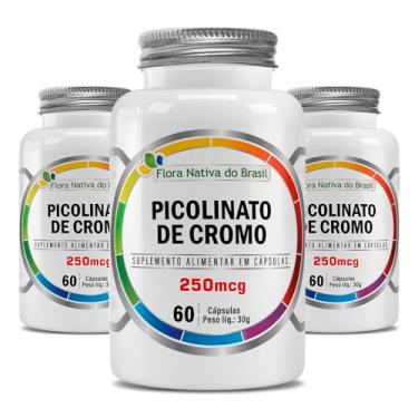 Imagem de Picolinato de Cromo 250mcg Kit 3x 60 Capsulas Cada - Flora Nativa do Brasil