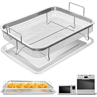 Imagem de GWBSXM Cesta Para Fritadeira A Ar Forno, 2 Peças, 11,8'' * 8,8'', Grelha De Malha Aço Inoxidável Antiaderente, Acessórios Assadeira, Forno Convecção Com Fritadeira, Lavável Na Máquina Lavar Louça