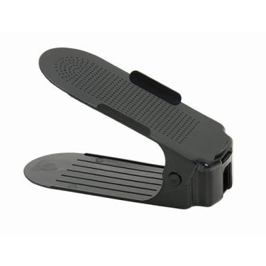 Imagem de Organizador Para Sapatos Tênis Kit 20 Unidade Suporte Saltos Preto Com Regulagem Altura(10)