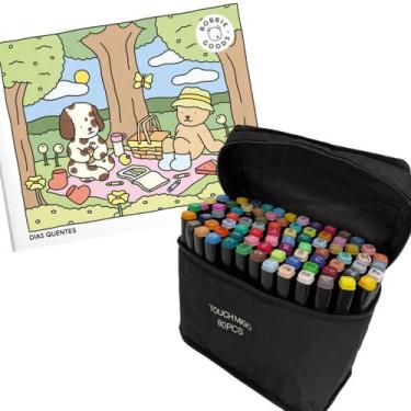 Imagem de Kit Livro Bobbie Goods Dias Quentes + Canetinha Touch, 80 Cores
