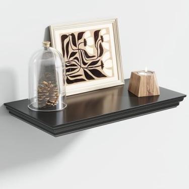 Imagem de Venusmiles Prateleiras flutuantes para parede, prateleira suspensa preta de 40,6 cm para cozinha, sala de estar, escritório, quarto, banheiro, estante de madeira retrô vintage para decoração de casa