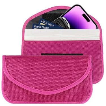 Imagem de Ongfuwu Bolsa Faraday com 2 peças para telefones e chaves de carro, entrada sem chave, bloqueio de sinal, protetor de chaveiro, antirroubo Faraday para proteção de privacidade de celular, blindagem de