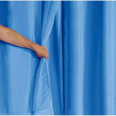Imagem de Cortina Blackout PVC C/Voil Liso Blecaute Corta 100% a Luz Para Quarto, Sala, Escritório Em(Azul Royal,2.80m x 1,60m)