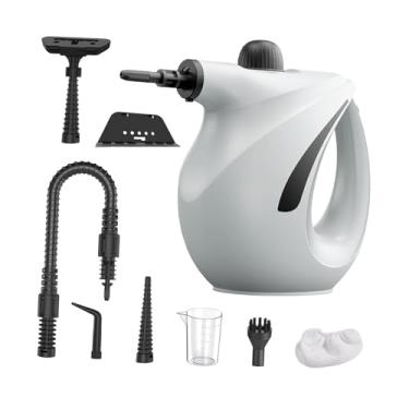 Imagem de SiaBiced Limpador a vapor portátil com tanque de 700 ml, 2 configurações de vapor, vaporizador portátil doméstico para sofás com espaço apertado, adaptador EUA, Cinza