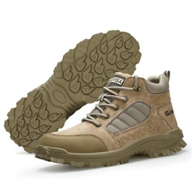 Imagem de HLUCHY Botas Com Biqueira De Aço Para Homens, Calçados Indestrutíveis, Respiráveis, Cano Alto, Leves, Segurança, Antiderrapantes, Construção Industrial, Marrom