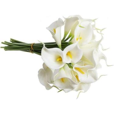 Imagem de 5 Buquê Hastes Flores Copos de leite 35cm Branca Toque Real - La Caza 