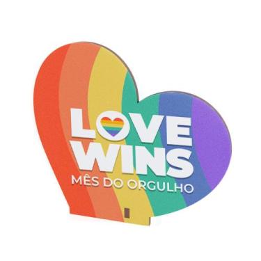 Imagem de Kit 50 MDF Coração Lembrancinhas Decorativo - Abstratta, LOVE WINS MÊS