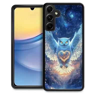 Imagem de WANKBLC Capa compatível com Samsung Galaxy A15, proteção à prova de choque para homens mulheres antiderrapante para Samsung Galaxy A15 Crazy Pattern Snow Starry Night Blue Owl Golden Heart