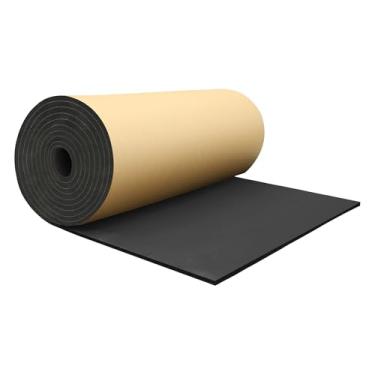 Imagem de X AUTOHAUX 197 mil 5 mm 0,46 pés quadrados Tapete de isolamento térmico de espuma de célula fechada material autoadesivo para capô barco capa de motor 300 x 50 cm preto