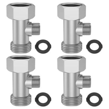 Imagem de Adaptador T de bidê de 4 peças, latão 15/16 polegadas 9/16 polegadas Bidê T adaptador fácil instalação conector de mangueira de vaso sanitário para banheiro