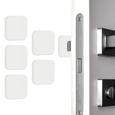 Imagem de PATIKIL 5 peças de protetor de parede para maçanetas de porta, 4,5 cm quadradas, batentes de porta, maçaneta autoadesiva, almofada de para-choque, protetor de parede silencioso para geladeira, casa