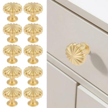 Imagem de DJAPWPX Conjunto de 10 puxadores de gaveta de liga de zinco, puxadores de armário dourados/prateados, puxadores de móveis com parafusos, puxador decorativo de gaveta, puxador de cômoda para armários