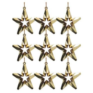 Imagem de 9 Estrelas Douradas para Arvore de Natal 6,5 x 6,5cm - Fitas e Festas