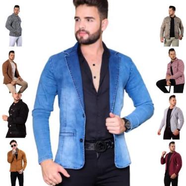 Imagem de Blazer Masculino Esporte Fino Slim Fit com Elastano - Debatt, Jeans, M