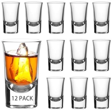 Imagem de Ruckae Conjunto de 12 copos de shot de 28 g com base pesada de copos transparentes a granel para vodka tequila Whisky Liquor