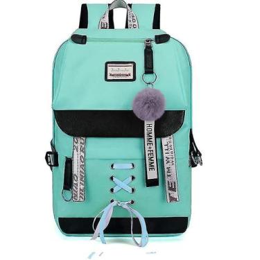 Imagem de Mochilas mochila escolar de lona compatível com adolescentes - HUOGUO