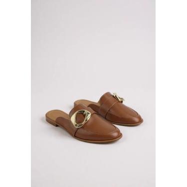 Imagem de Mule Feminino Vizzano Bico Redondo Com Adorno Marrom, Mocca, 36