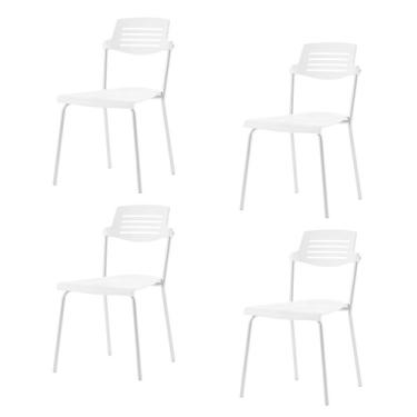 Imagem de Kit 4 Cadeiras Base Tubular Fixa Clean - Prima Design