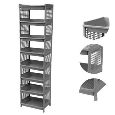 Imagem de Prateleira Estante De Plástico 8 Andares Multiuso Desmontável 40x28x15