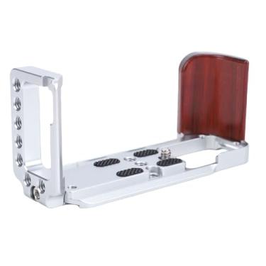 Imagem de GOWENIC Punho Em Forma de L para Fuji XT30 XT30II XT10 XT20, Punho Em Forma de L para Câmera de Liga de Alumínio Com Alça de Madeira e Placa de Liberação Rápida, Fundo Oco (Prata)