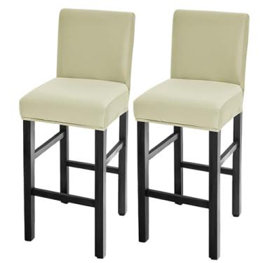 Imagem de GOSTADY Conjunto de 2 capas de banco de bar, à prova d'água, capas de assento de banco de bar, com altura elástica, para cadeira alta de pub com encosto, capas de cadeira de bar para cozinha, sala de