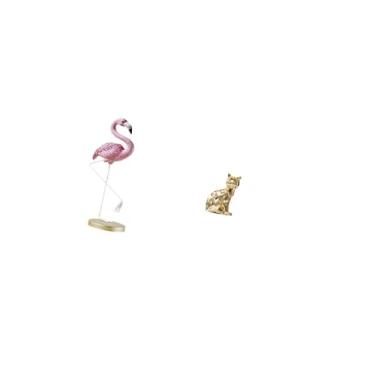 Imagem de Fenteer Estátua de Flamingo em Resina, Escultura de Pássaro/animal, Arte Moderna, Decoração para Casa, Estatueta para Jardim com Suporte de Metal para Lareira