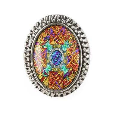Imagem de Anel de nó irlandês - arte celta, pulseira ajustável de prata ou bronze antigo, bijuteria oval artesanal - 325, Adjustable, Metal, Sem pedra preciosa