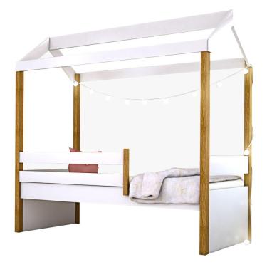 Imagem de Cama Montessori Cabana Solteiro Com Cordão Led E Colchão