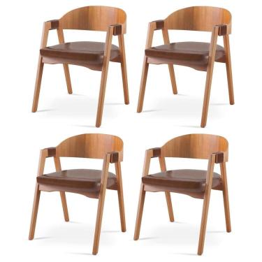 Imagem de Kit 4 Cadeiras para Sala de Jantar Luna Marrom/Cinamomo