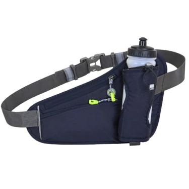 Imagem de LUMINFLY Cinto de corrida de hidratação refletiva com suporte para garrafa de água, bolsa de cintura impermeável para fitness, alça ajustável para telefone e armazenamento essencial