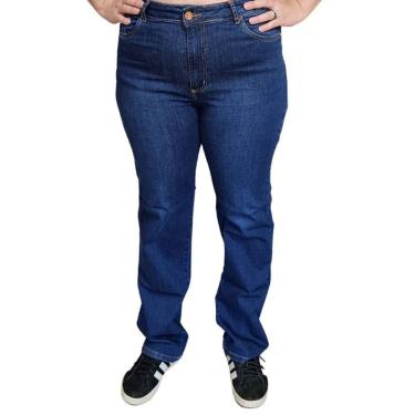 Imagem de Calça Feminina Shyros Jeans Plus Size Azul Escuro
