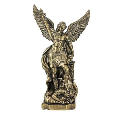 Imagem de Estátua Do Arcanjo São Miguel Arcanjo,30 Cm/12 Polegadas,Em Resina Bronzeada,Escultura Mitológica Para Decoração De Casa,Mesa Ou Escritório
