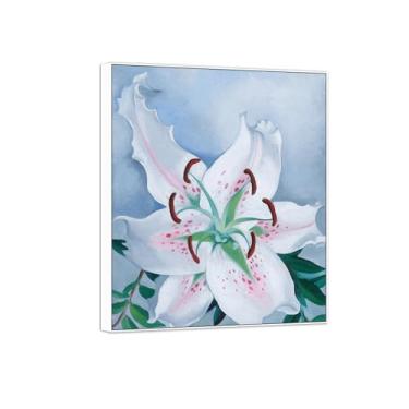 Imagem de BMZFYBS Georgia O'Keeffe famosa arte de parede impressões em tela pronto para pendurar - rosa manchado lírio-branco quadro pintura para decoração de sala de estar 70x85cm27x33in