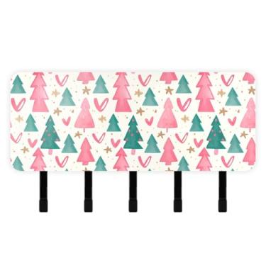 Imagem de Burbuja Porta-chaves de árvore de Natal com 5 ganchos, porta-chaves autoadesivo montado na parede, organizador de armazenamento de correio para entrada, decoração de casa