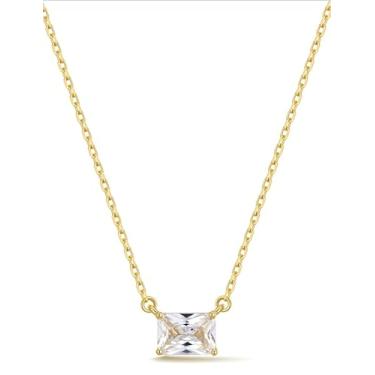 Imagem de Miss Glorael Colar com pingente de zircônia cúbica prata, tamanho 40,6 cm, joias femininas requintadas, estilo minimalista, uso diário elegante e opção de presente de aniversário., Small, Cobre +