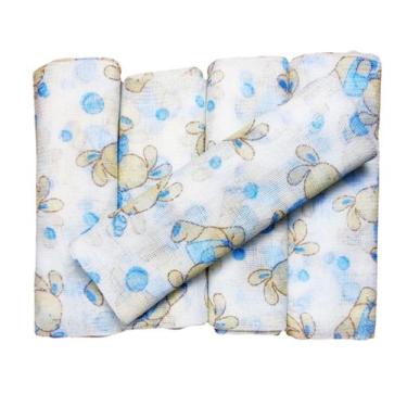 Imagem de Kit 15 Fralda Pano Bebê Macia Algodão Minasrey, Azul, Único