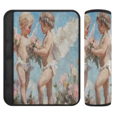 Imagem de Burbuja Capa para cinto de segurança de carro Valentine Cupid Protetor de cinto de segurança de carro macio confortável para alça de ombro de assento de carro, 1 par pequeno