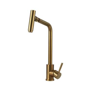 Imagem de Torneira Para Cozinha Gourmet Misturador Monocomando Aço Inox 304 Utin