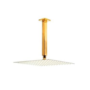 Imagem de Ducha Chuveiro Quadrado De Teto 30Cm Com Braço 25Cm Mundaú - Dourado -