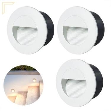 Imagem de 3 Balizador Para Embutir Redondo Muro Branco Led 3000K Lup90 - Acende 