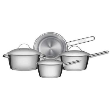 Imagem de Jogo de Panelas Tramontina Allegra Aço Inox 4 Peças, Inox, 4 peças