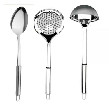 Imagem de Kit 7 Utensílios Inox Colher Escumadeira Concha Espatula Colher Suco Espatula Bolo Garfo Trinchante(3)
