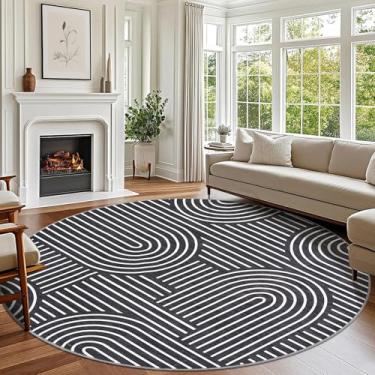 Imagem de ROYHOME Tapete lavável de 1,8 m para sala de estar, tapete abstrato para quarto, tapete antiderrapante arco-íris macio com traseira de borracha, tapete geométrico boho resistente a manchas de pilha