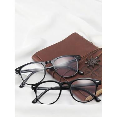 Imagem de Óculos masculinos modernos para computador, armação grande, estilo retrô, óculos leves para uso diário, trabalho, estudo (preto)