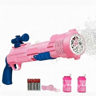 Imagem de Lança Bolhas de Sabão Automática com Luzes LED – Plhas AA Inclusas - Diversão Garantida para Crianças (ROSA)